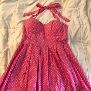 Hot pink halter dress